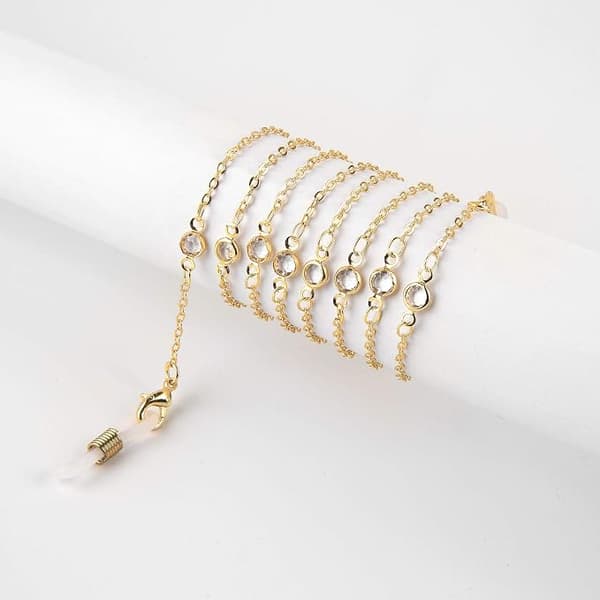 Dame Brillekæde Transparent Zircon Solbrillekæde/Brilleholder/Brillehalskæde Silver