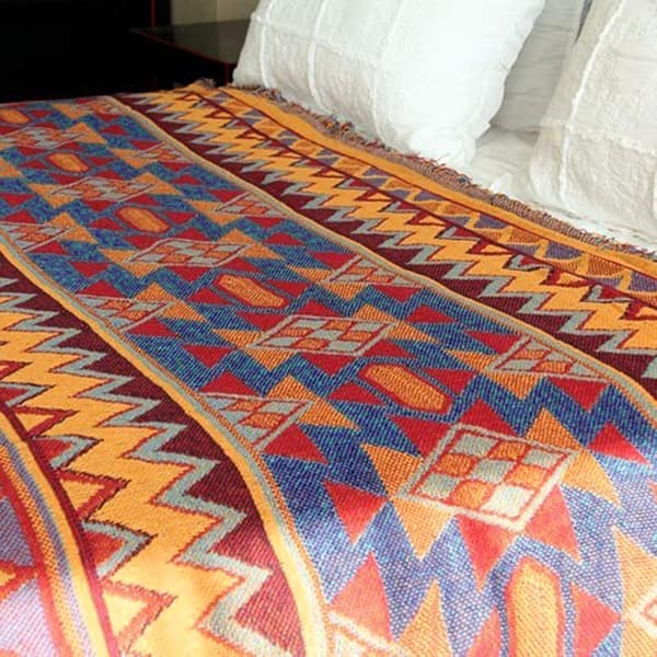 Bohemsk Geometrisk Pledd, Boho Stoff Sofa Pledd Teppe Trekk for Sofa Seng Stol Stue, Soverom