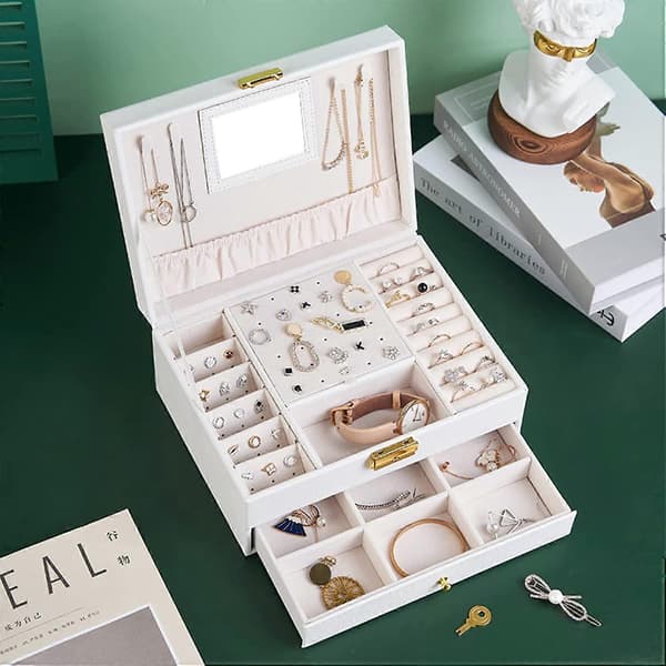 Smykkeskrin Organizer 2 Lag (Hvid)