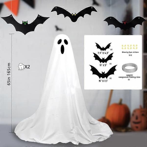 Halloween Dekorationer Utomhus Läskiga Spöken med Stora Flygande Fladdermöss
