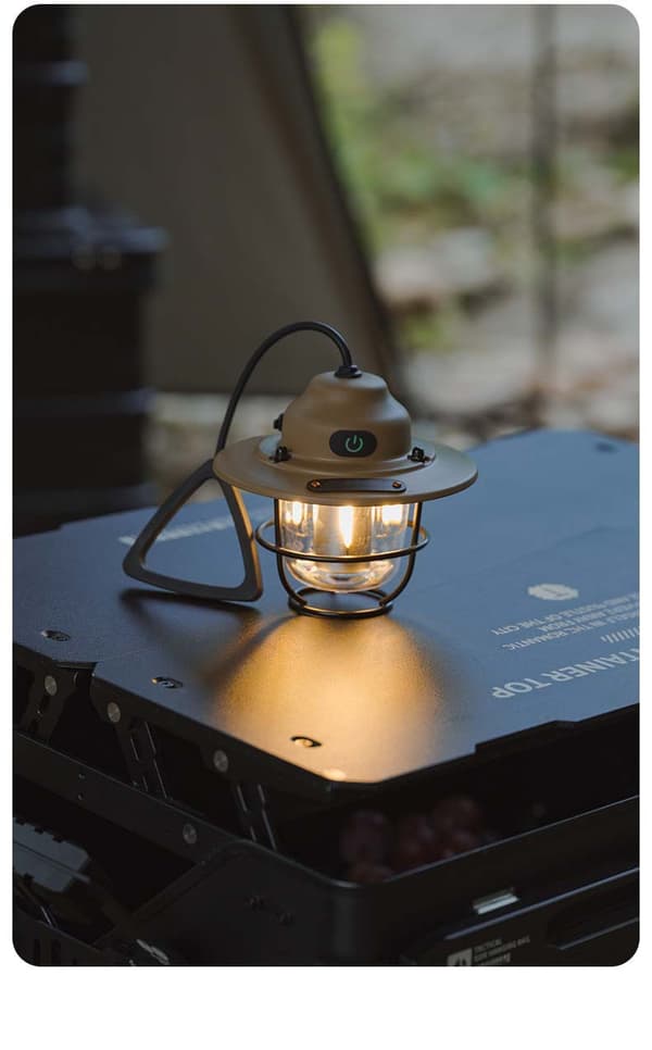 Fyrrekogle campinglanterne, grøn, LED, 9,3 x 10,4 cm, USB-opladning