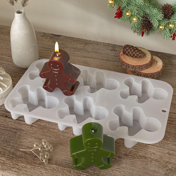 Jul-ljusform, pepparkaksgubbe silikonform för ljus, formar för doftljus, tvål, aromatiskt DIY