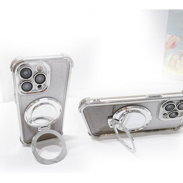Telefonringhållare Silver, Diamant Bling Spegel Mobiltelefon Greppstativ, Stöder Magnetisk Laddning (Silver)