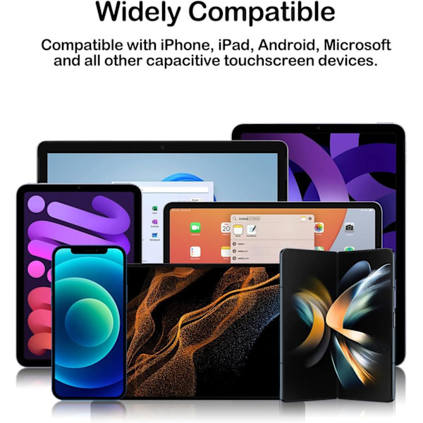 Styluspenner for berøringsskjermer, 5-pakning Universal Kapasitiv Nettbrett Penn for iPhone, iPad Pro, Air, mini, Air, Samsung Galaxy