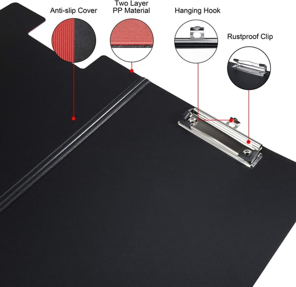 3-pak Clipboard med låg, Clipboard-mappe A4 Foldover Clipboards Plast Clipboards