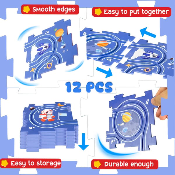 Puslespillbanebil DIY Julebanebil Barneleke 4-piece puzzle