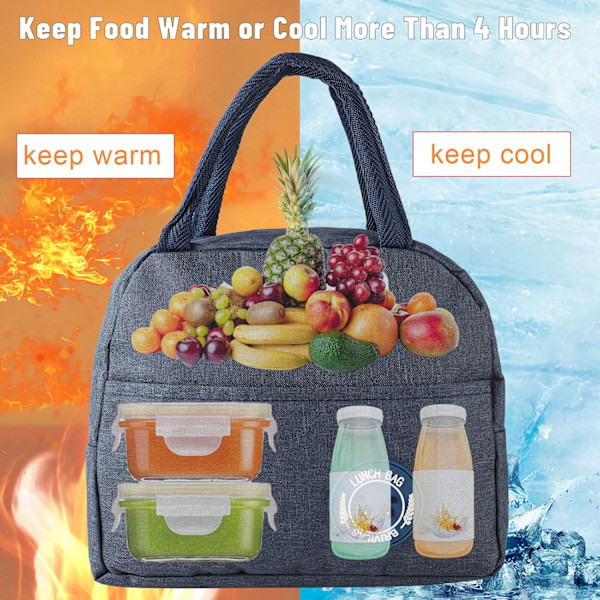 Isolerad Lunchväska, 6L Lunchlåda med Isolerande Aluminiumfolie, Liten Läcksäker Lunchkorg Mini Isolerad Lunchväska (Marinblå)