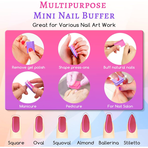 50 st Mini Nagelfilar, Nagelfilarblock för Naturliga, Gelé & Akrylnaglar, Dubbelsidig Poleringsblock för Hem & Salongsanvändning Rose red