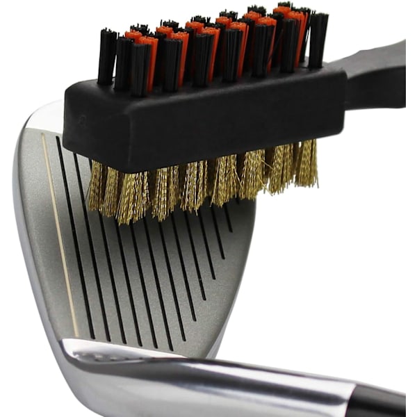 Golfkøllebørste Groove Rengøringsværktøj Dobbeltsidet 2-pak, Golftilbehør Rengøringsbørster Metal Nylon Bærbar Lomme Holdbar (2-pak)