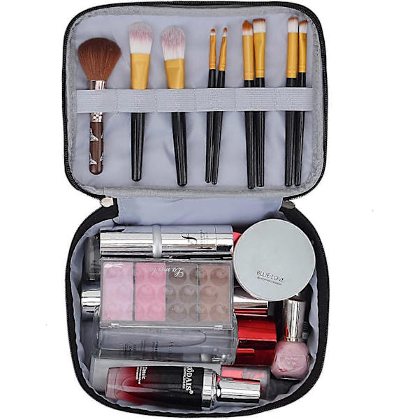 Makeup Tasker Dobbelt Lag Rejse Kosmetik Tasker Makeup Organizer Toilet Tasker (Sort)