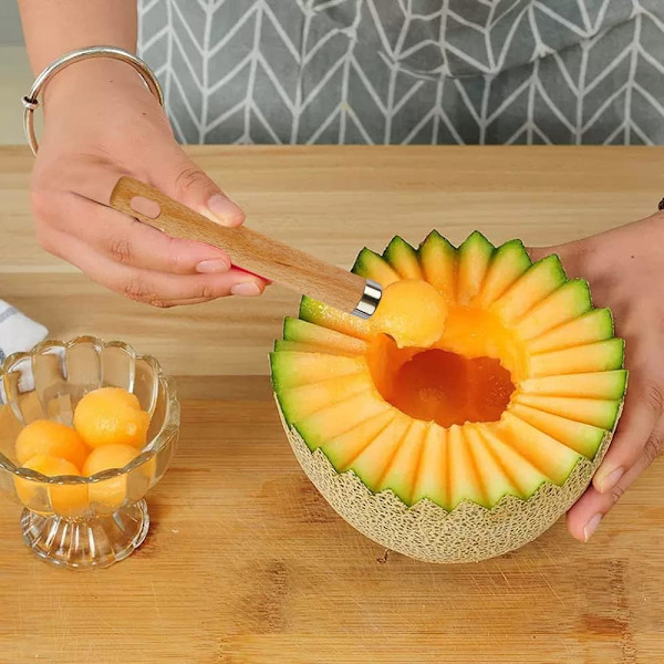 Vannmelonkutter, fruktskjæringsverktøy, melonballskje, vannmelonkniv og terningkutter