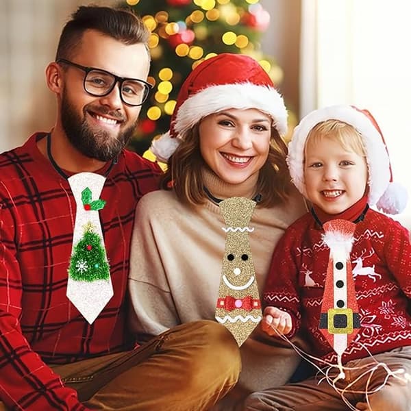 Nyår Jul Slipsar Jultomten Elegant Snögubbe Slips Jultomten Slips för Barn Män Juldräkt