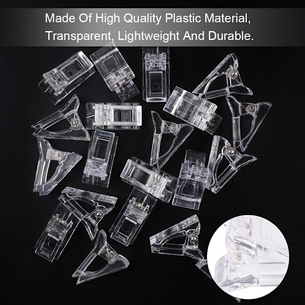 20 st Polygel Nagelklippar Transparenta Gel Nagelklippar Nagelklippar för Nagelförlängning Snabb Nagelbyggare Kit