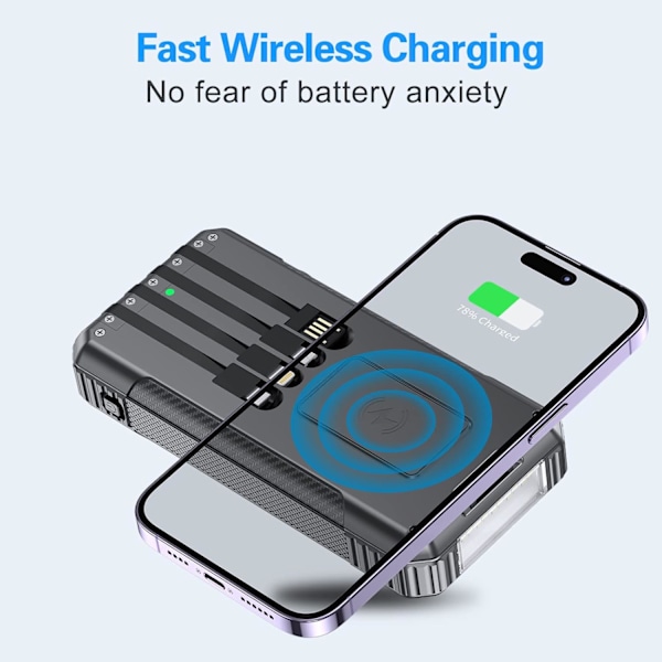 Solar Power Bank Trådlös Laddare 33800mAh Black
