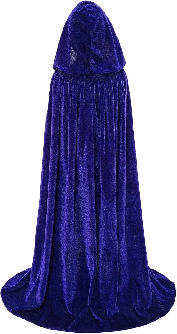 Fløyelskappe for barn med hette for Halloween- og julekostymer blue L