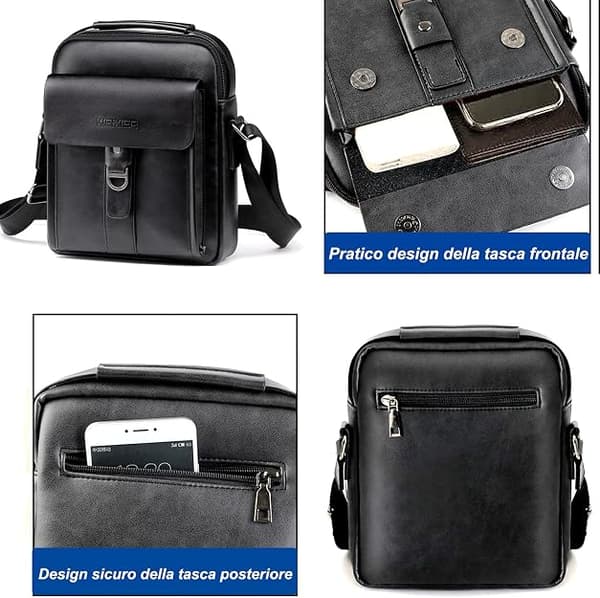 Herrmodeväska Crossbody-väska i läder Handväskor för män Arbetsväskor Retro Vattentät Axelväska (20*5*24cm)