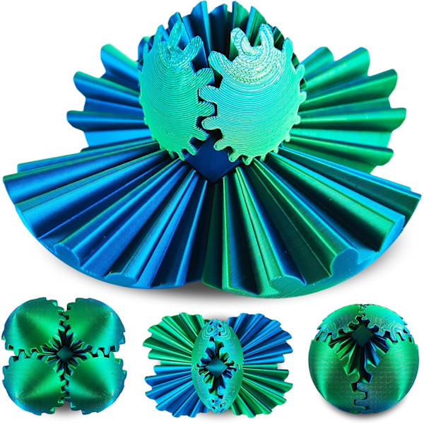 3D-printad Kugellabyrint med Kugghjul, Gearsphere - Den Steampunk-inspirerade Virvlande Fidgetleksaken, Kugghjulssfär Fidgetleksak (Grön 8cm) Laser Green