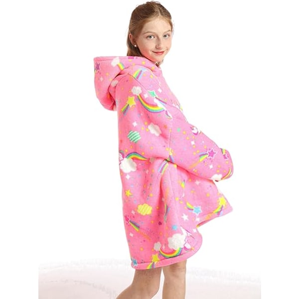 Pige Tæppe Hættetrøje Børn Oversized Tæppe Hættetrøje Snuggle Hættetrøje Fleece Bærbar Varm Vinter Tæppe 6-12 År