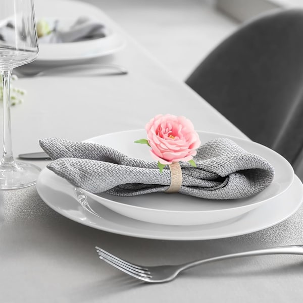 Blomster Servettringar Set, 6 Stycken Handgjorda Rosblomster Servettringar, Matbordsdekorationer, Servetspänne