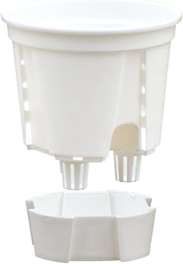 Set med 5 orkidékrukor i plast — Ytterdiameter 12 cm, basdiameter 8,3 cm, höjd 14 cm — Vit