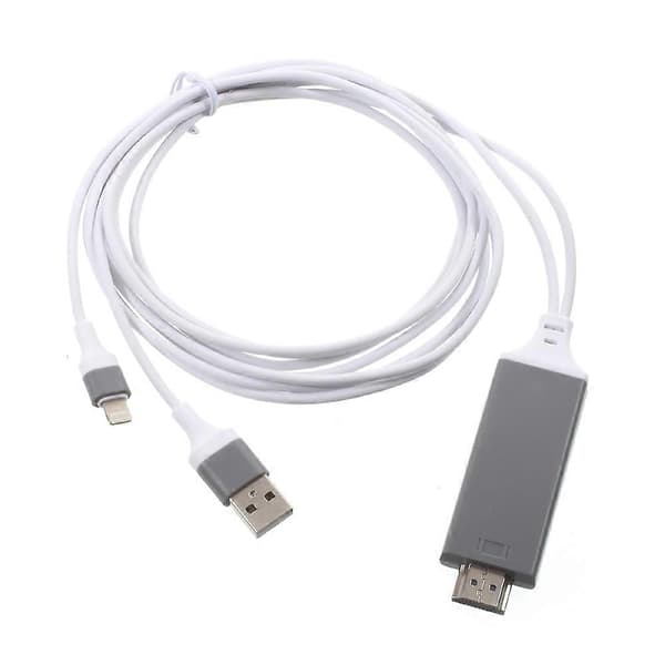 IP-330 Lightning 8Pin til HDMI HDTV Adapterkabel for iPhone 7/7Plus/6s/6s Plus/5s iPad etc - Hvit