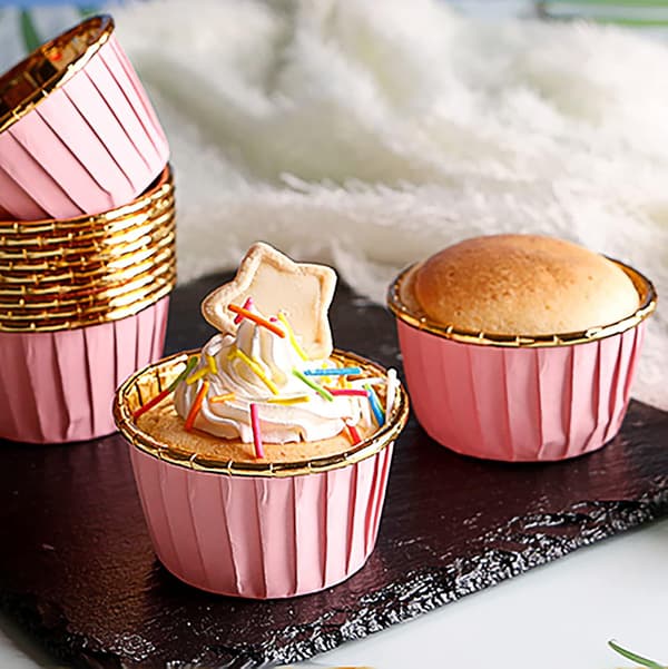 50 engångs minimuffinsformar, lämpliga för cupcakes, muffins och brownies, rosa