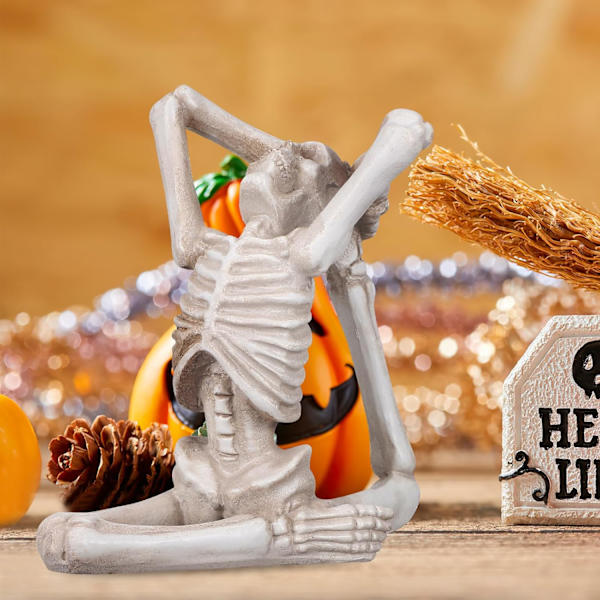 3 kpl Jooga Luurangot Figuriinit Hartsi Mini Luuranko Sisustus Halloween Patsas Kotiin Makuuhuoneeseen Toimistoon Työpöydälle Halloween Koristeet (Valkoinen)