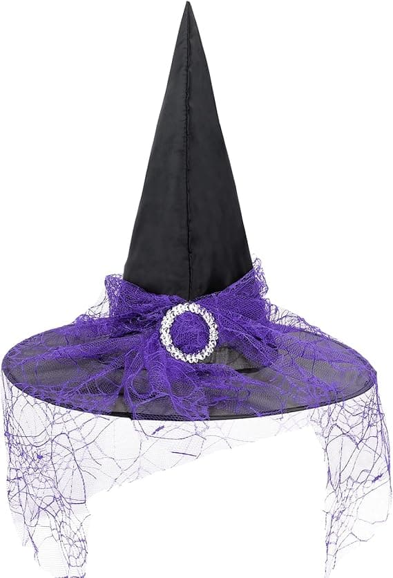 Halloween Heks Hat til Kvinder Spirallace Halloween Kostume Tilbehør til Fest