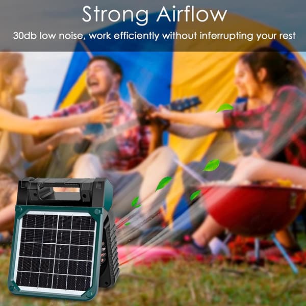Bærbar Solar Ventilator til Camping 10400mAh, 4 Hastigheder LED, USB til Udendørs Teltrejser Køling