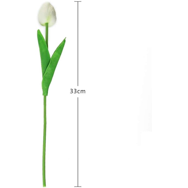 20 st Real Touch Latex Konstgjorda Tulpaner Blommor Falska Tulpaner Blommor Bröllopsbuketter för Bröllop Hem Trädgårdsdekoration (Vit) white