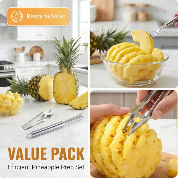 Ananas øyefjerner, skreller og skjærer i rustfritt stål, multifunksjonell fruktskjærer og uthuler