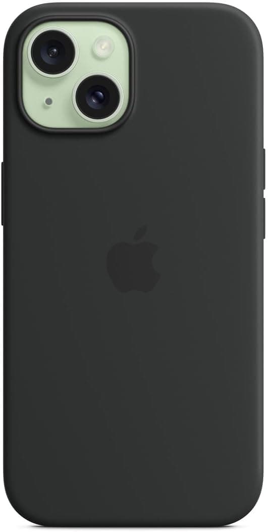 Apple iPhone 15 -silikonikuori MagSafella – musta