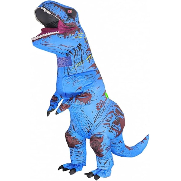 Dinosaur Kostume til Voksen Oppustelig T-REX Kostume Sjovt Halloween Dinosaur Kostume Fest Cosplay Fancy Dress Jumpsuit, Blå