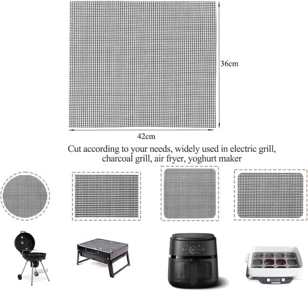 42 x 36 cm BBQ Mesh – 2-delt sæt genanvendelige non-stick grillmåtter til grillning og madlavning