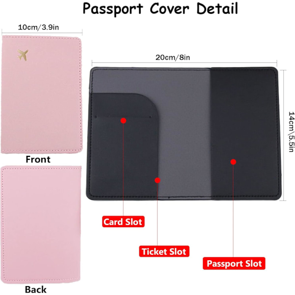 Passfodral, PU Läder Passfodral Reseplånbok Organiserare för Kreditkort, Pengar, Ombordstigning, Pass (Svart)
