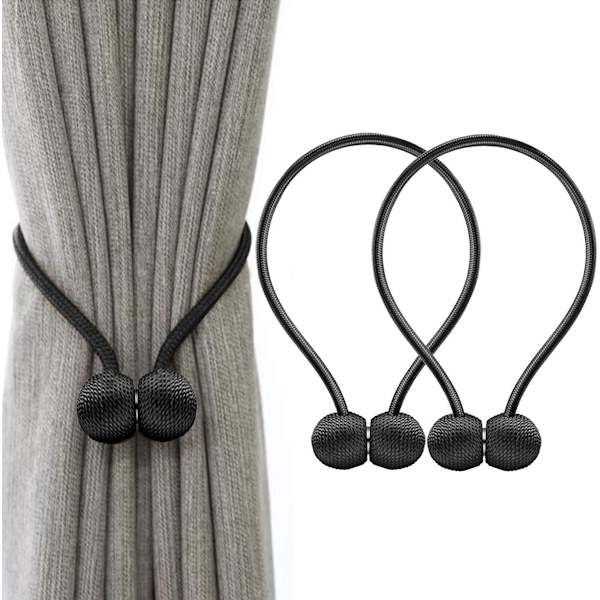 Magneettiset verhonpidikkeet, verhosoljet, sidontanauha, 2 kpl kotiin, toimistoon, koristeeksi Black