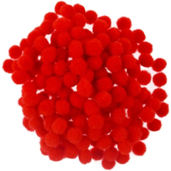 Pom-Pom pallot, 100200 kpl 8mm askarteluun pieniä mini pom-pomeja - Punainen väri