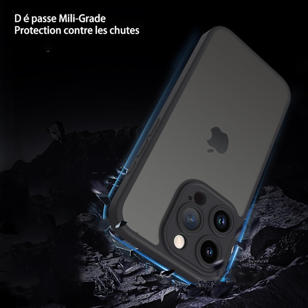 iPhone 13 Pro -kotelo kameran linssin täydellä suojalla, sormenjälkiä estävällä mattapintaisella takaosalla, 6,1 tuumaa - Musta