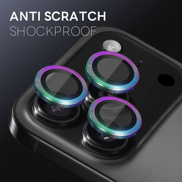 NORTHJO 1 Set för iPhone 17 Pro Max/17 Pro Härdat Glas Kameralinsskydd CD Ådror Metallring Lins