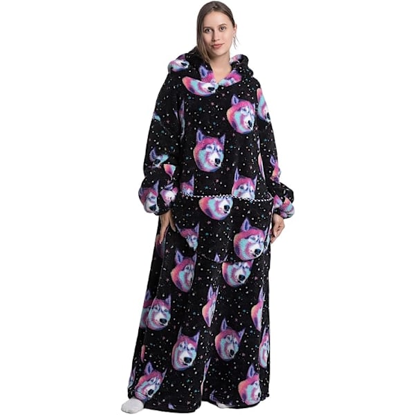 Ekstra Lang Oversized Blanket Hoodie, Hætteklædt Bærbar Tæppe med Ærmer til Kvinder og Mænd, Kæmpe Sweatshirt Voksen med Lomme