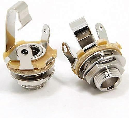 2-pack 1/4 tums hona gitarr ingångsjack - 6,35 mm TS Mono Panel Mount Socket med bricka och mutter lödtyp