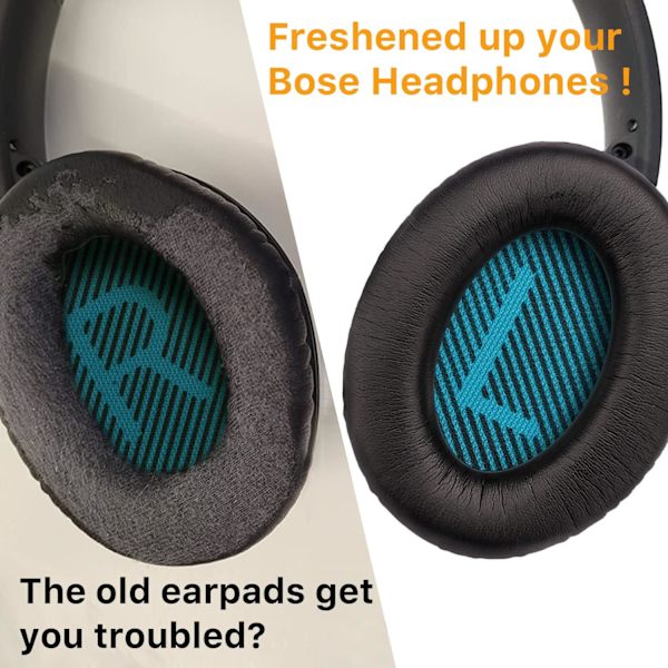 Ersättningsöronkuddar för Bose QC25/QC35 II/QC35/QC15/AE2 AE2i AE2w-hörlurar, svart