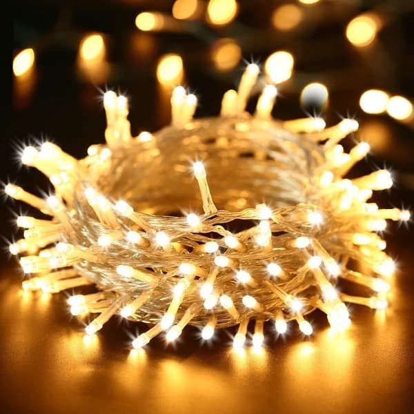 Julelyskæde, 10M 100 LED Elektriske Julelys, 8 Tilstande, Vandtætte Dekorative Lys, Varm Hvid