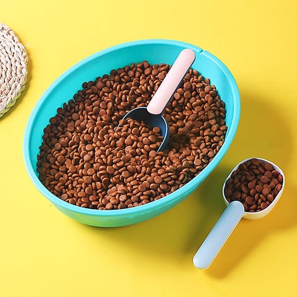 Mätskopa & Klämma för Djurfoder (Vit/Ljusblå) 50g, Hund, Katt Mätning Plastskopa, Hund Liten Hamster Kanin Foder, Blå/Vit