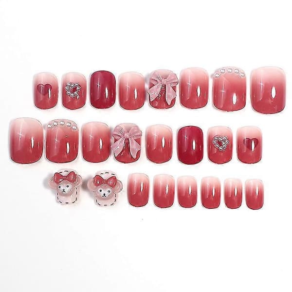 Set med 24 påklistrade nagelbitar Shelliemay Korta akrylnaglar med lim 3D