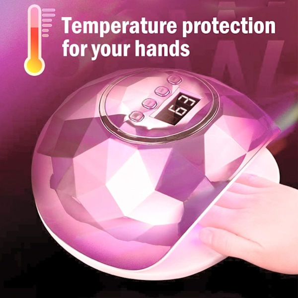 UV LED-nagellampa Snabbare nageltork för gellack, nagelhärdningslampa med 4 timerinställningar Automatisk sensor LCD-skärm