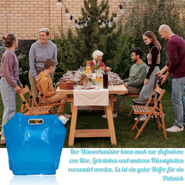 Vikbar vattenpåse 10 liter lämplig för nödsituationer, camping, BPA-fri