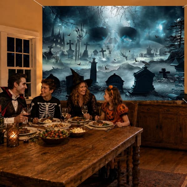 1 kpl 110x180cm sininen kauhu Halloween valokuvaustausta