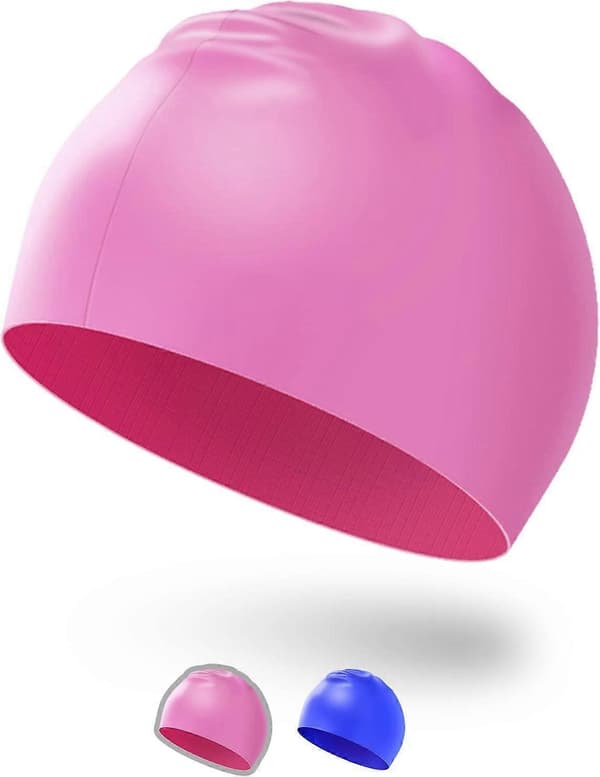 Vanntett badehette for gutter og jenter, elastisk og komfortabel, sklisikker badehette (Rosa)