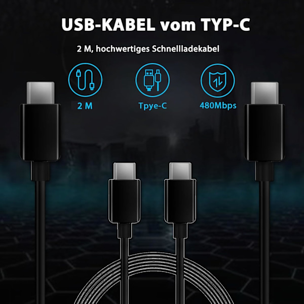 45W USBC Hurtigoplader Android Telefonoplader med Type-C Kabel til Samsung Galaxy S24 S23 S22 S21 Ultra/ A53 A54/A73/note/iphone15/ipad 2PC,black 2m data cable